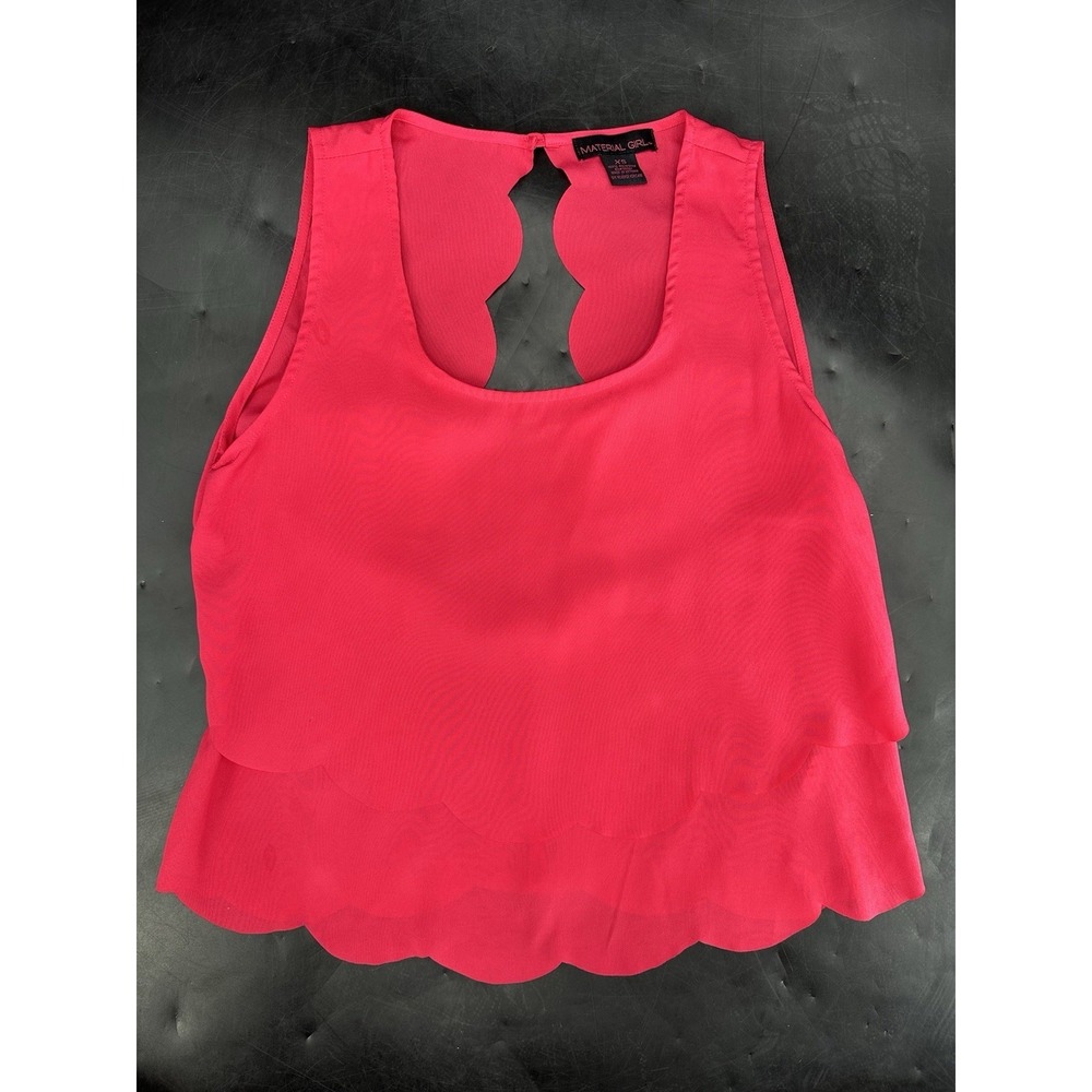 🔥 MATERIAL GIRL Pink Burnout Tank Top XS 🔥